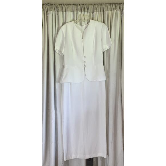Danny & Nicole Bride/Mother/Grandmother One Piece White Suit Midi Dress Size 8 - Picture 1 of 9